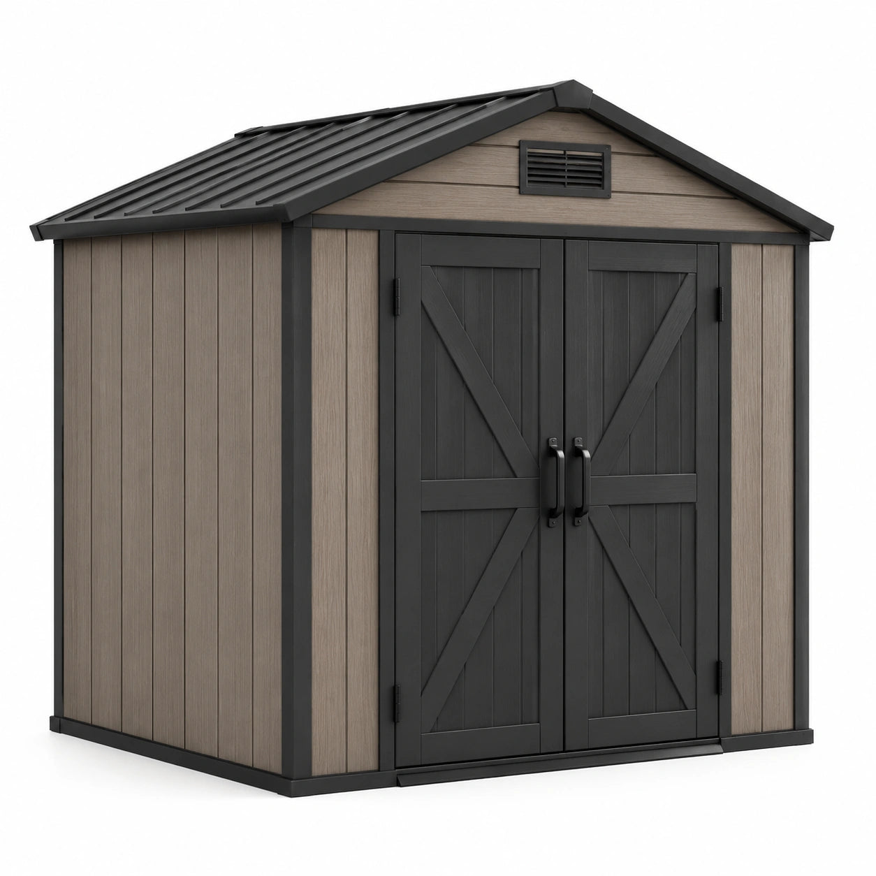 Abri de jardin en plastique avec acier galvanisé 185x152x226 cm gris et marron