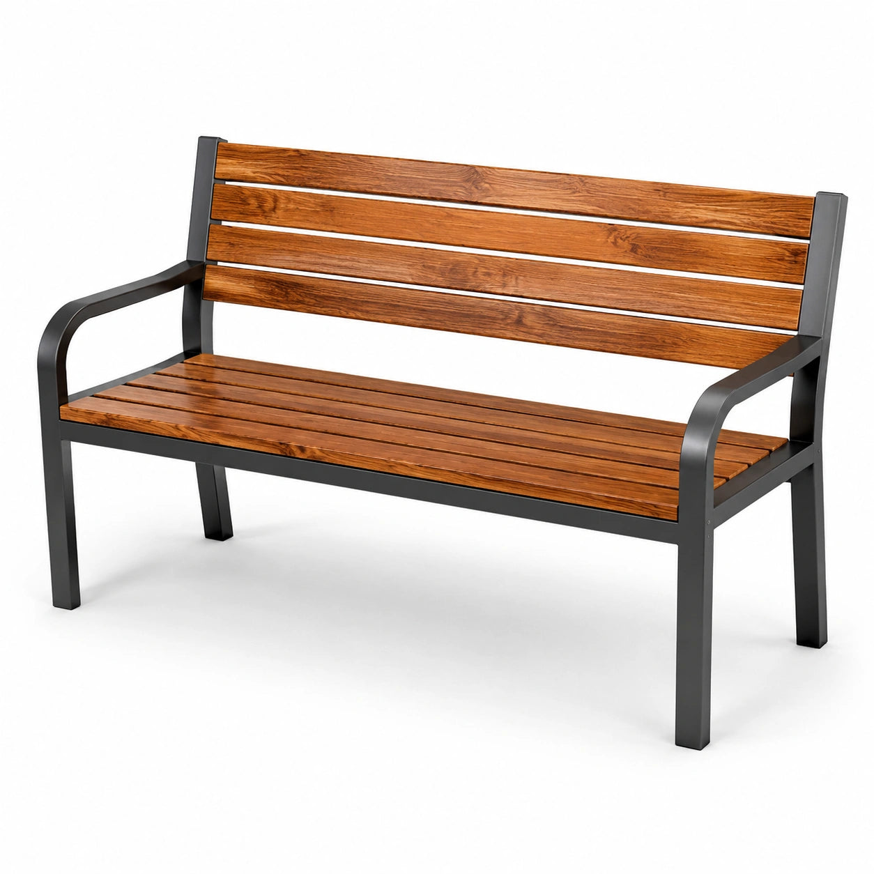 Banc extérieur en métal et bois massif 120 cm marron