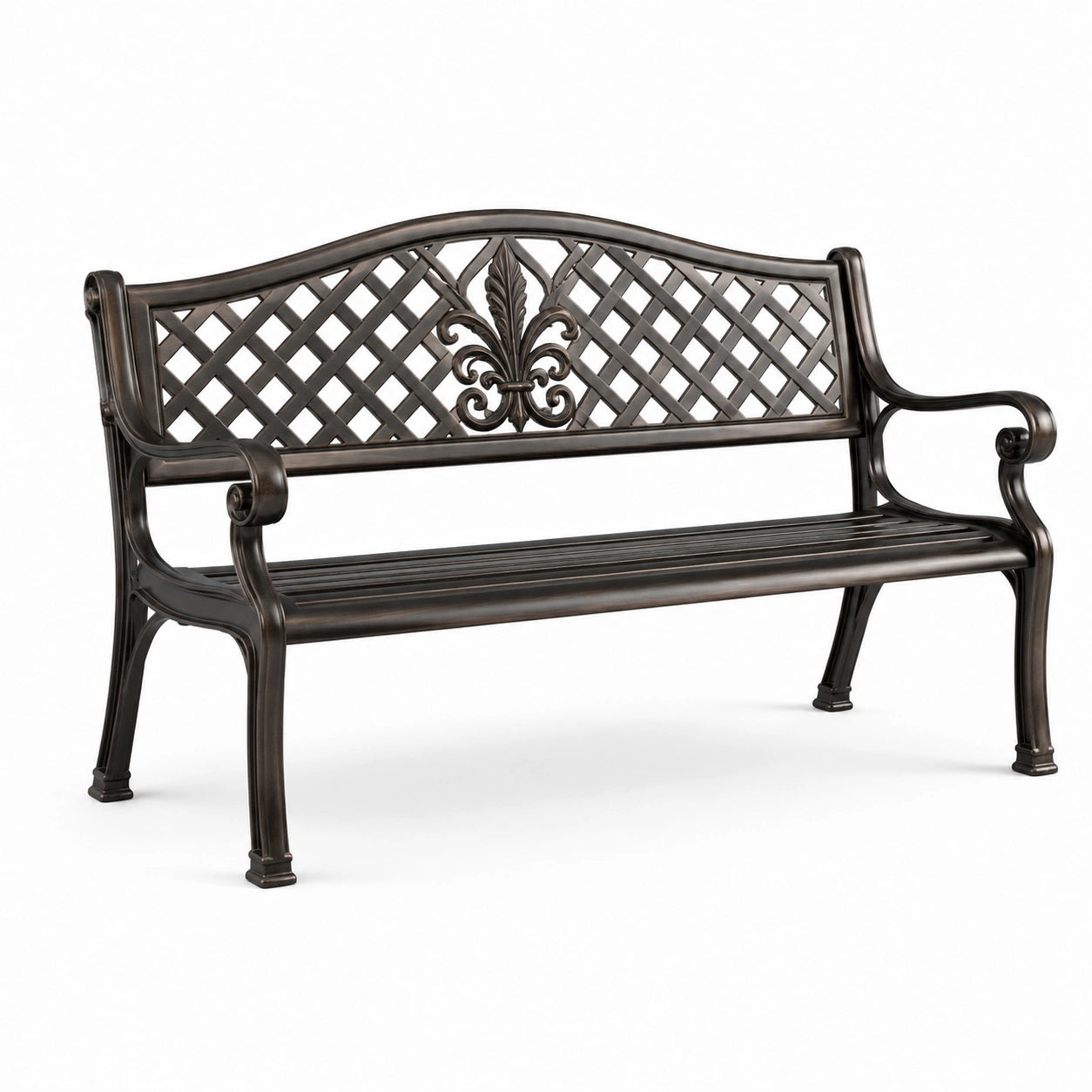 Banc de jardin en métal bronze