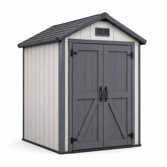 Abri de jardin en plastique gris et blanc 185x152x226 cm