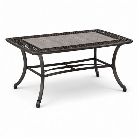 Table de jardin en métal et carrelage 140x80 cm
