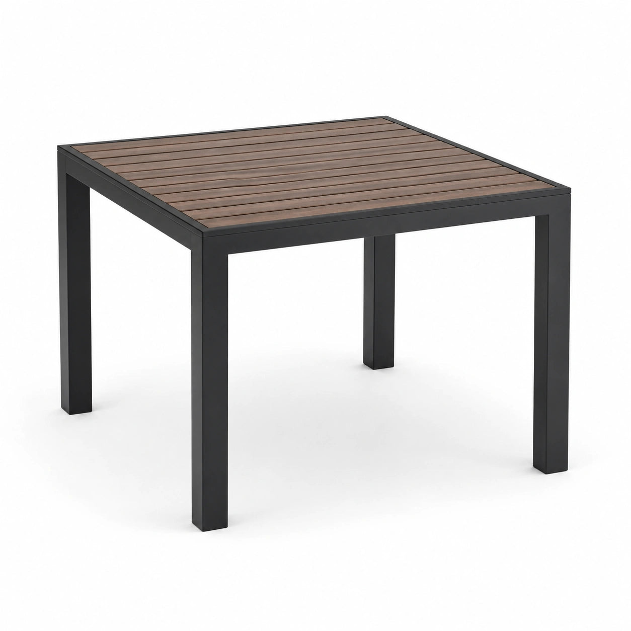 Table de jardin en aluminium et bois composite 90x90 cm marron/noir