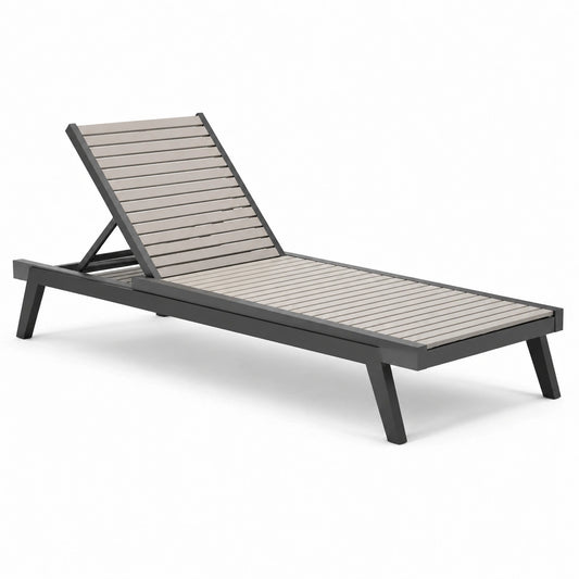 Chaise longue en aluminium et polywood gris 200 cm