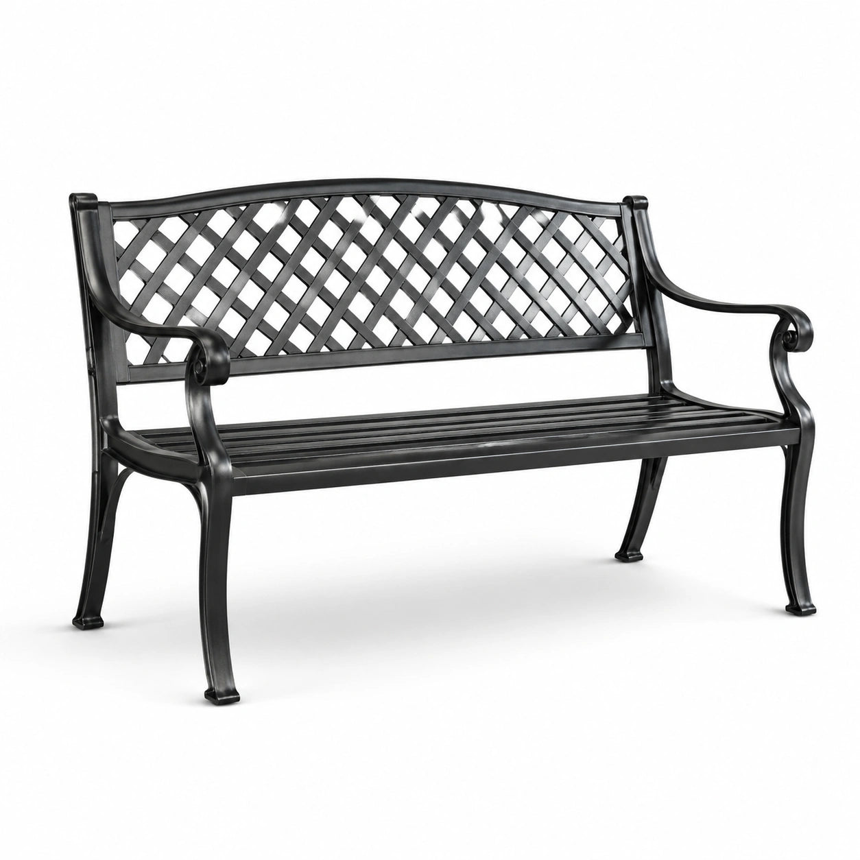 Banc de jardin en métal noir 127cm