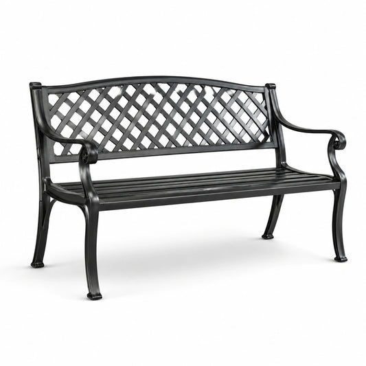 Banc de jardin en métal noir 127cm