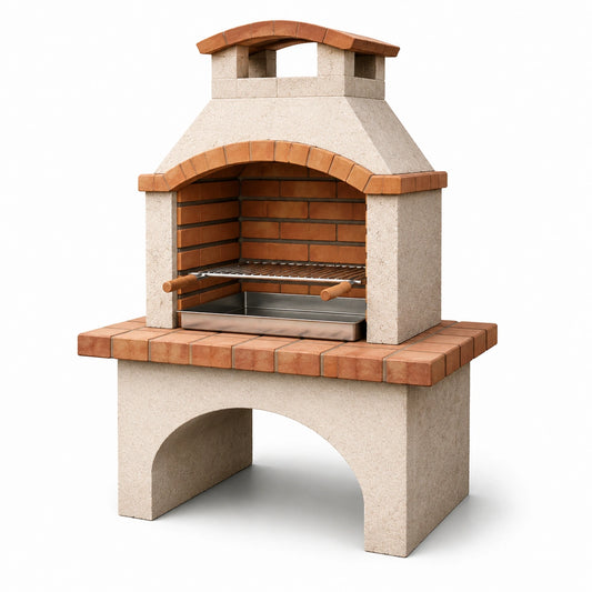 Barbecue en brique avec grille en acier inoxydable