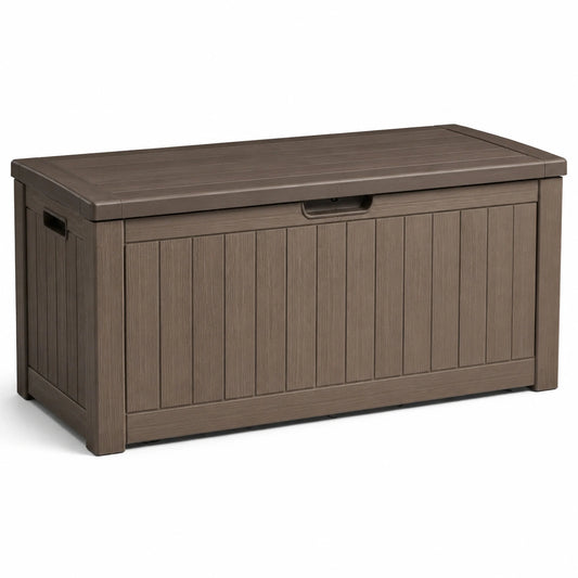 Coffre de rangement extérieur résine 120x45x55 cm taupe