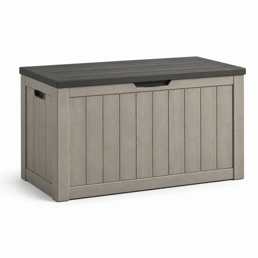 Coffre de rangement extérieur en plastique gris/noir 120x57x45 cm
