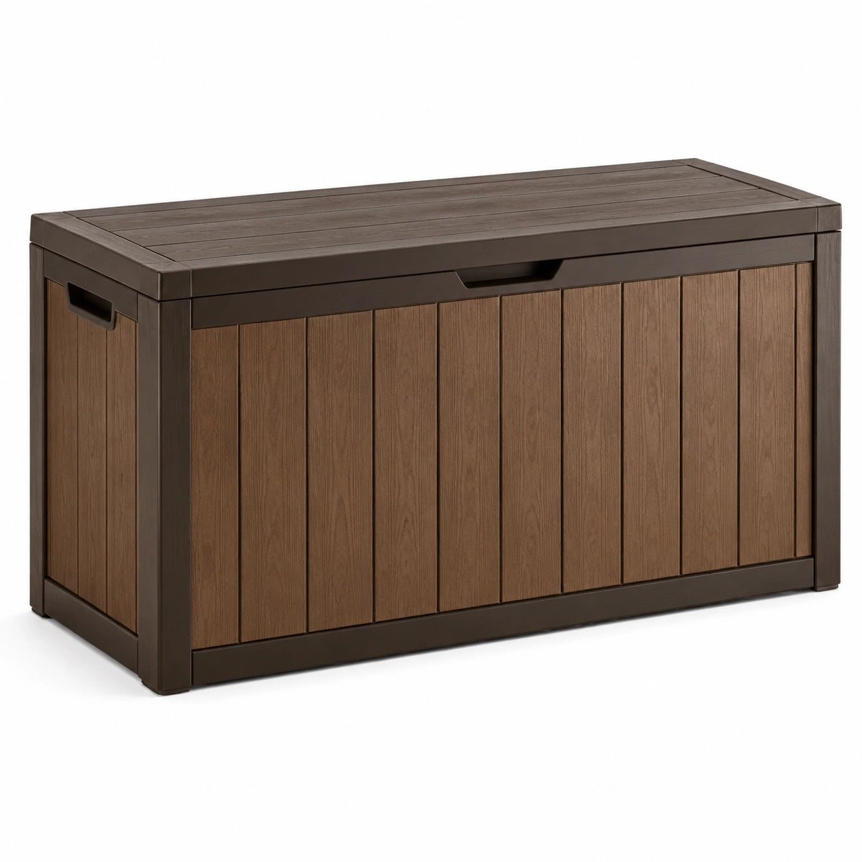 Coffre de rangement extérieur bois et plastique 117x45x57 cm marron