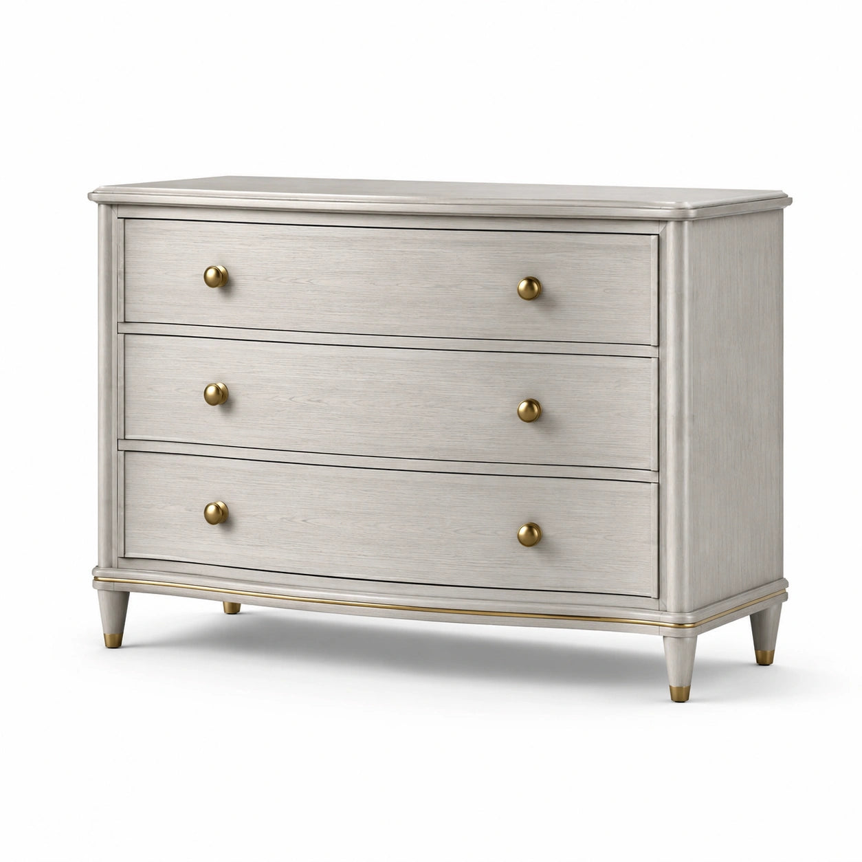 Commode en bois avec 3 tiroirs et poignées en laiton